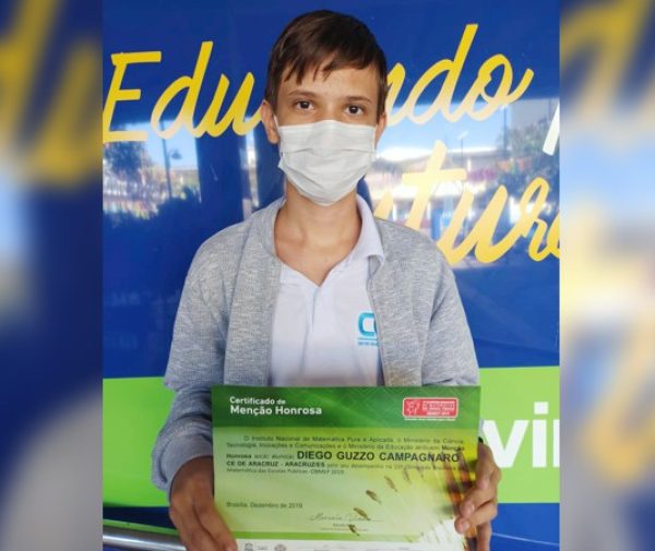 Diego Guzzo destaque na edição 2019 da OBMEP. Foto: Divulgação